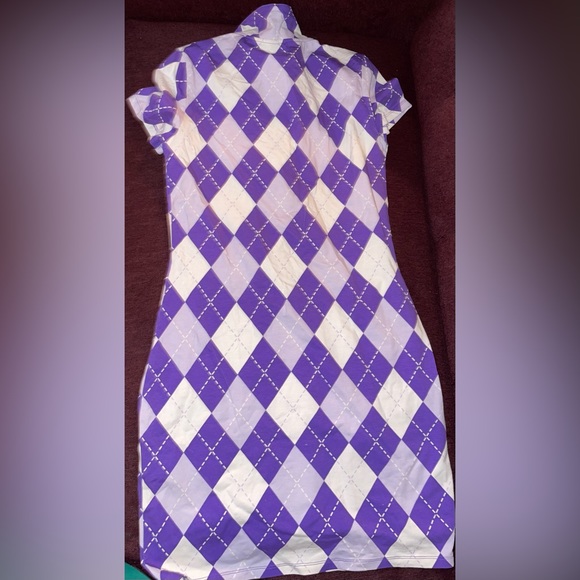 Divided Purple, white & lilac Checkered Shirt Midi dress. - Picture 2 of 4